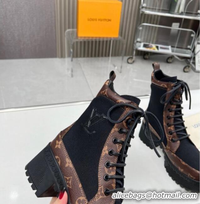 Good Looking Louis Vuitton Laureate Platform Desert Ankle Boot in Monogram Canvas and Textile 012121