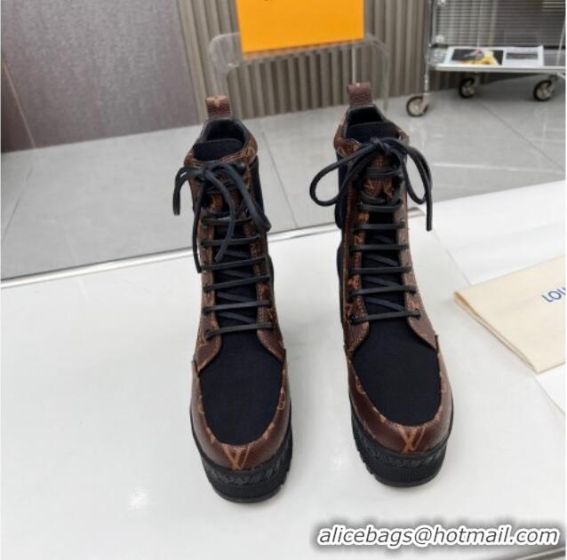 Good Looking Louis Vuitton Laureate Platform Desert Ankle Boot in Monogram Canvas and Textile 012121