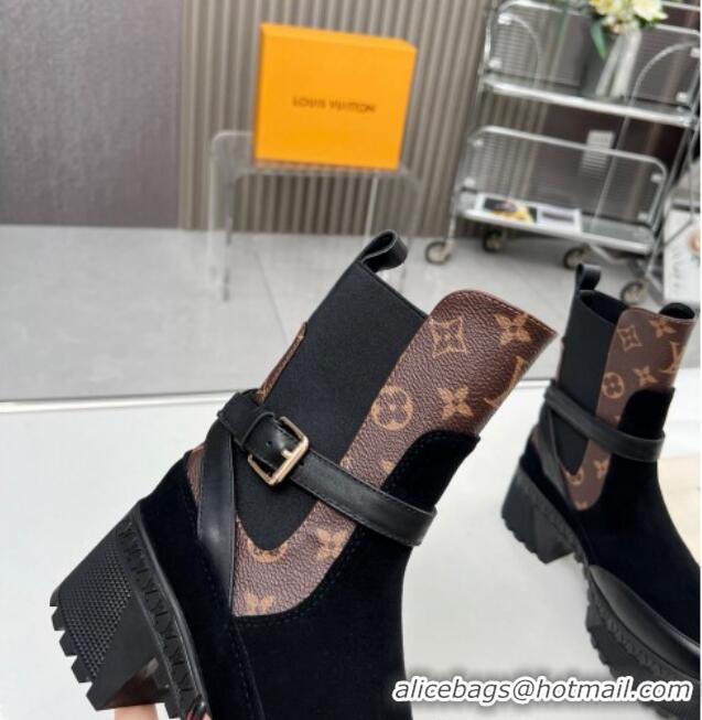 Trendy Design Louis Vuitton Laureate Platform Desert Ankle Boot with Buckle Strap Black/Monogram 012123