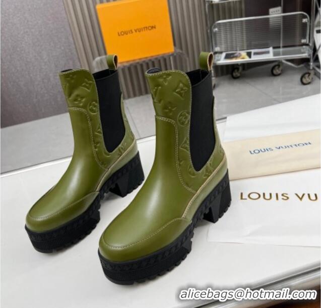 Unique Style Louis Vuitton Laureate Platform Desert Ankle Boot with Buckle Strap Black 1012124