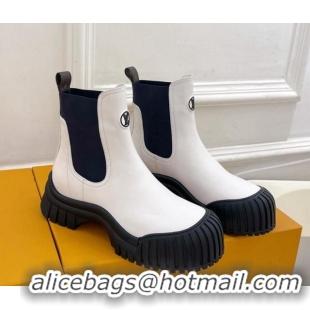 Best Product Louis Vuitton Rubby Flat Ankle Boot in Calf Leather White 012133