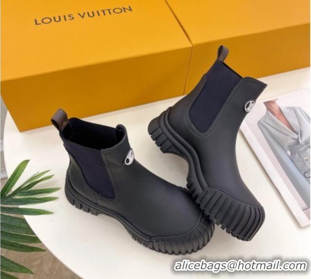 Good Product Louis Vuitton Rubby Flat Ankle Boot in Calf Leather Black 012134