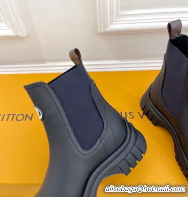 Good Product Louis Vuitton Rubby Flat Ankle Boot in Calf Leather Black 012134