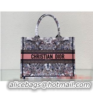 Promotional DIOR BOOK TOTE White and Pastel Pink Butterfly Around The World Embroidery M1296ZE