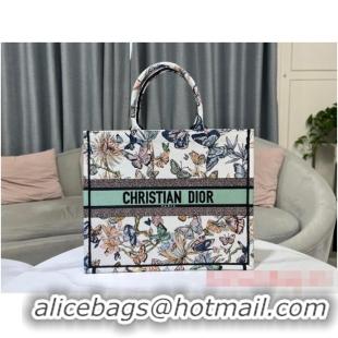 Inexpensive LARGE DIOR BOOK TOTE White Multicolor Toile de Jouy Mexico Embroidery M1286ZES