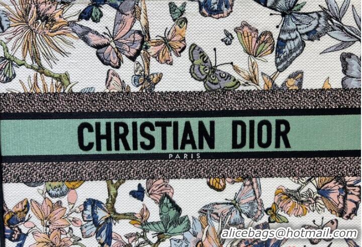 Inexpensive LARGE DIOR BOOK TOTE White Multicolor Toile de Jouy Mexico Embroidery M1286ZES