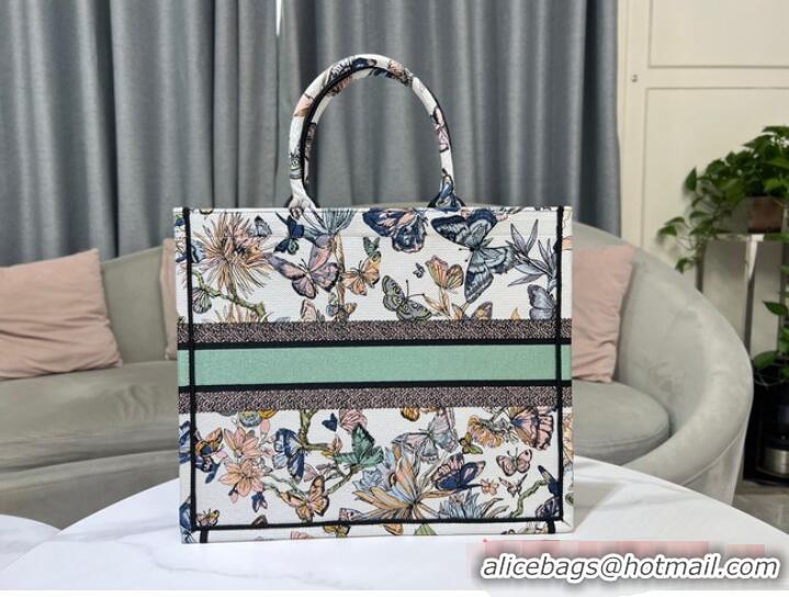 Inexpensive LARGE DIOR BOOK TOTE White Multicolor Toile de Jouy Mexico Embroidery M1286ZES