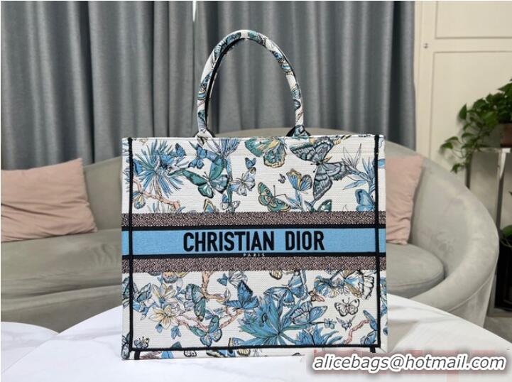 Promotional LARGE DIOR White and Pastel Midnight Blue Toile de Jouy Mexico Embroidery M1286ZES