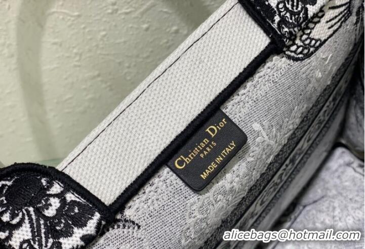 Unique Discount MEDIUM DIOR BOOK TOTE Black and White Butterfly Bandana Embroidery M1296ZESE