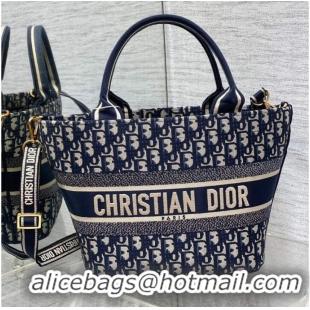 Promotional MEDIUM DIOR BOOK TOTE Beige and Blue Macrocannage Embroidery 0612-2