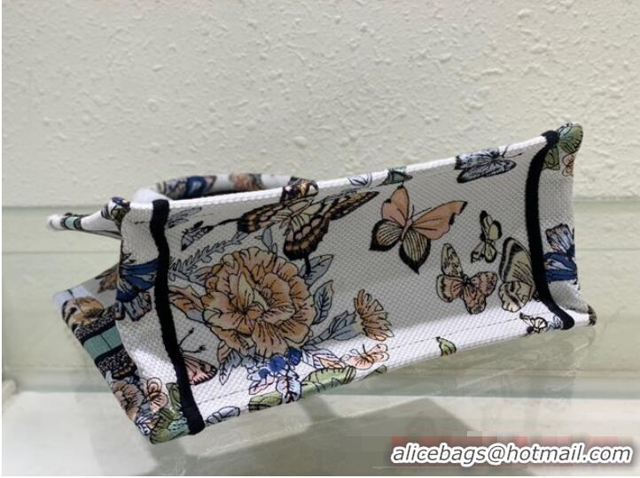 Super Quality SMALL DIOR BOOK TOTE White Multicolor Toile de Jouy Mexico Embroidery M1296ZRG