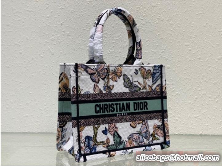 Super Quality SMALL DIOR BOOK TOTE White Multicolor Toile de Jouy Mexico Embroidery M1296ZRG