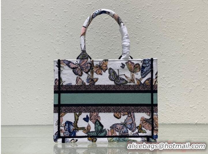 Super Quality SMALL DIOR BOOK TOTE White Multicolor Toile de Jouy Mexico Embroidery M1296ZRG