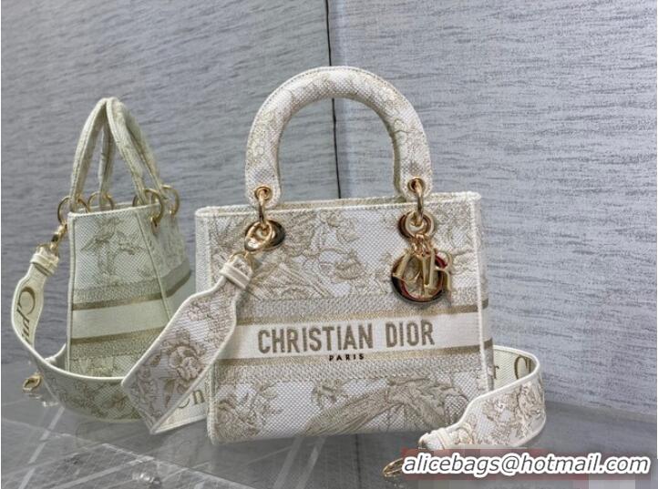 Top Grade Dior MEDIUM LADY D-LITE BAG Embroidery M0565OE-4