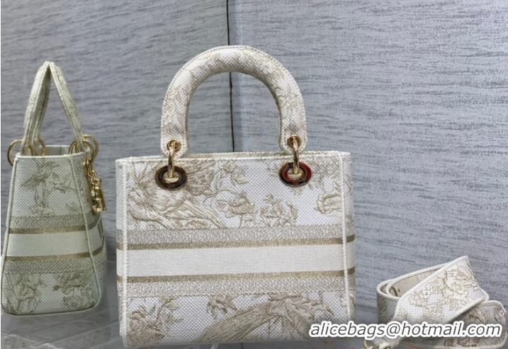 Top Grade Dior MEDIUM LADY D-LITE BAG Embroidery M0565OE-4