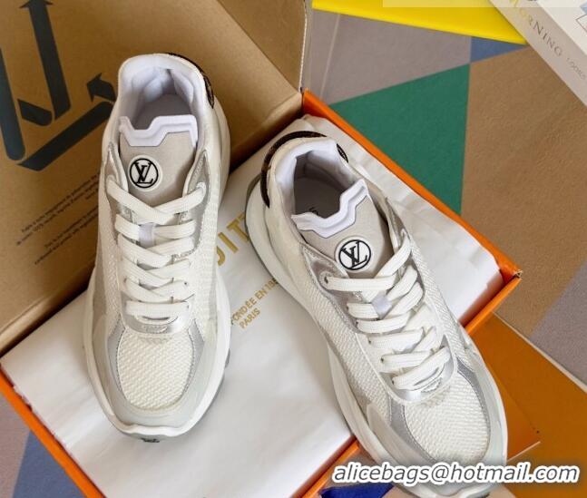 Shop Duplicate Louis Vuitton Run 55 Sneakers in Mesh Light Grey 012140