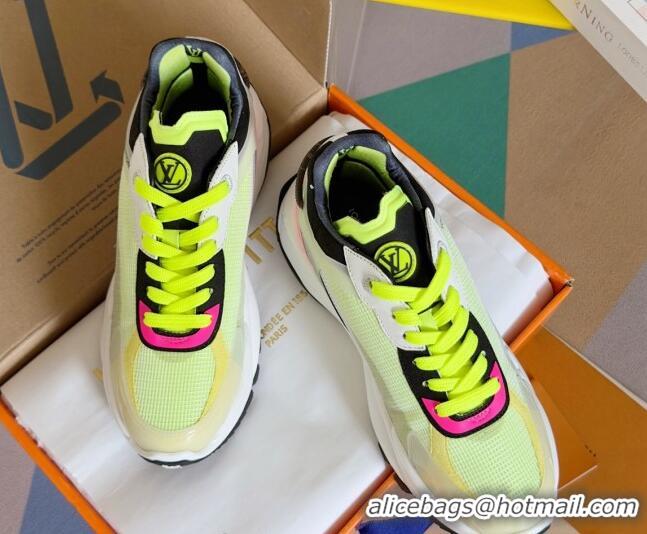 Good Looking Louis Vuitton Run 55 Sneakers in Mesh Neon Green 012143