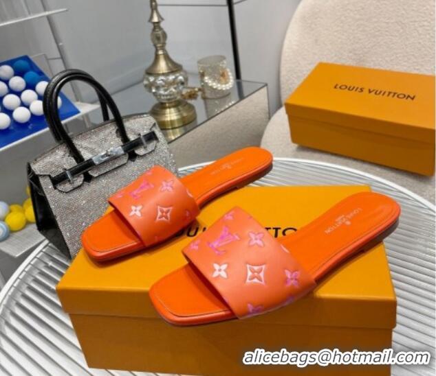 Top Design Louis Vuitton Revival Flat Slide Sandals in Monogram Leather Orange 012144