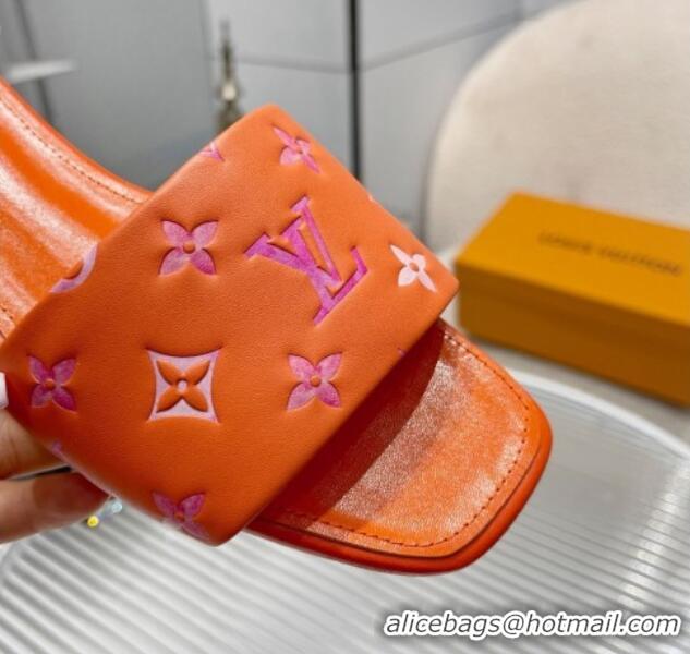 Top Design Louis Vuitton Revival Flat Slide Sandals in Monogram Leather Orange 012144