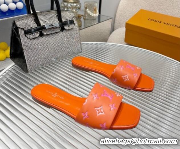 Top Design Louis Vuitton Revival Flat Slide Sandals in Monogram Leather Orange 012144