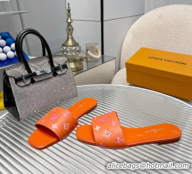 Top Design Louis Vuitton Revival Flat Slide Sandals in Monogram Leather Orange 012144