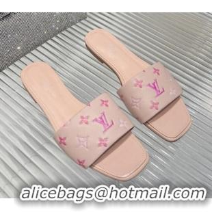 Big Discount Louis Vuitton Revival Flat Slide Sandals in Monogram Leather Light Pink 012146