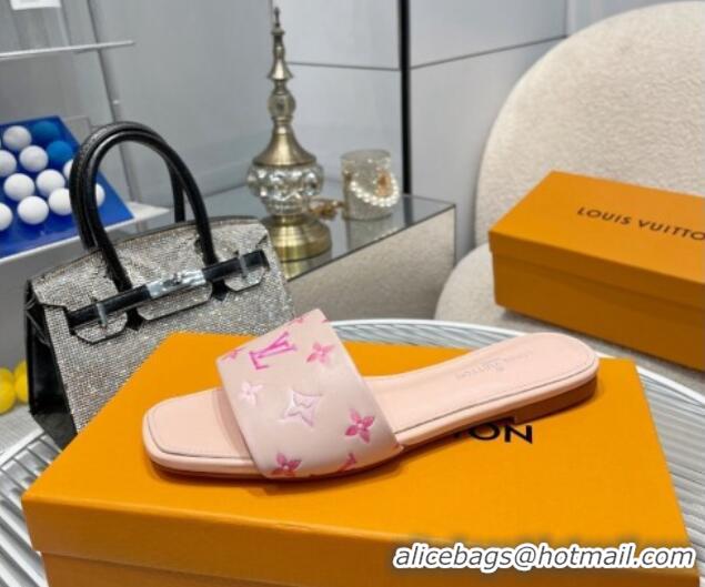 Big Discount Louis Vuitton Revival Flat Slide Sandals in Monogram Leather Light Pink 012146