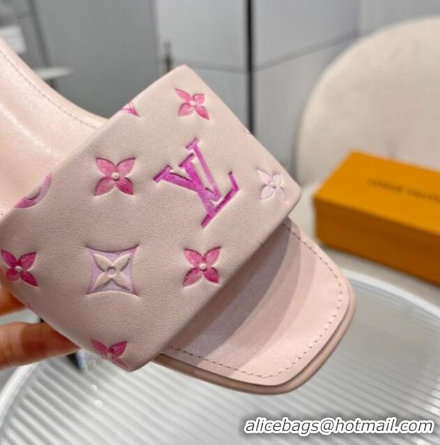 Big Discount Louis Vuitton Revival Flat Slide Sandals in Monogram Leather Light Pink 012146