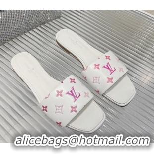 Good Product Louis Vuitton Revival Flat Slide Sandals in Monogram Leather White 012149