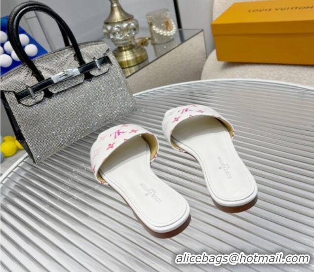 Good Product Louis Vuitton Revival Flat Slide Sandals in Monogram Leather White 012149