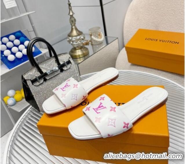 Good Product Louis Vuitton Revival Flat Slide Sandals in Monogram Leather White 012149