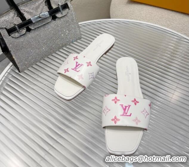 Good Product Louis Vuitton Revival Flat Slide Sandals in Monogram Leather White 012149