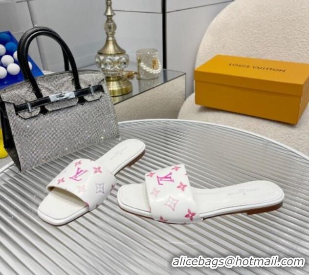 Good Product Louis Vuitton Revival Flat Slide Sandals in Monogram Leather White 012149