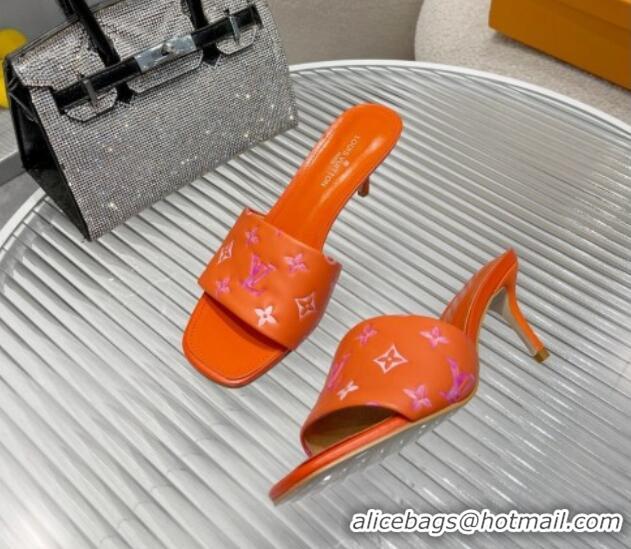 Cheap Price Louis Vuitton Revival Heel Slide Sandals 6.5cm in Monogram Leather Orange 012150