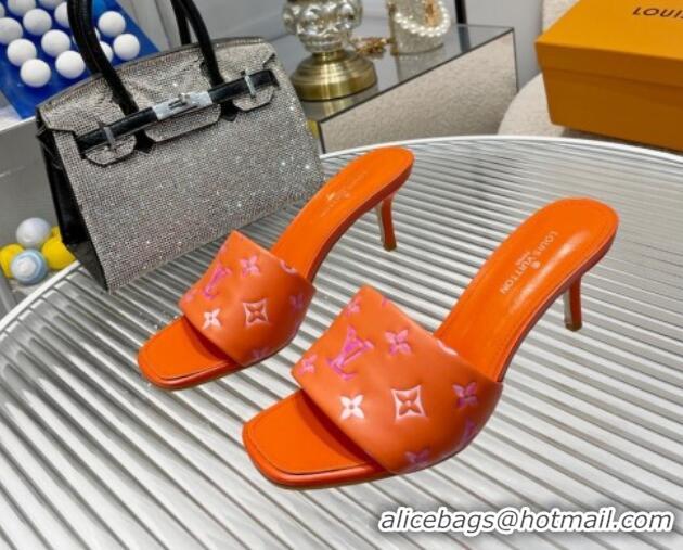 Cheap Price Louis Vuitton Revival Heel Slide Sandals 6.5cm in Monogram Leather Orange 012150