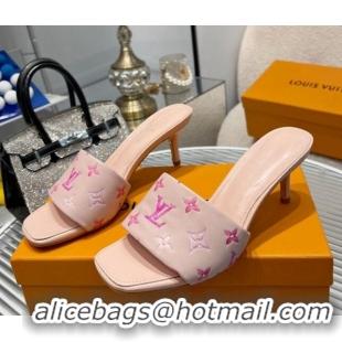 Sumptuous Louis Vuitton Revival Heel Slide Sandals 6.5cm in Monogram Leather Light Pink 012152