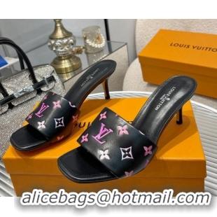 Good Looking Louis Vuitton Revival Heel Slide Sandals 6.5cm in Monogram Leather Black 012153