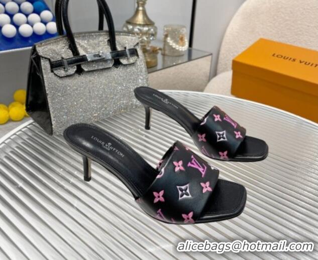 Good Looking Louis Vuitton Revival Heel Slide Sandals 6.5cm in Monogram Leather Black 012153