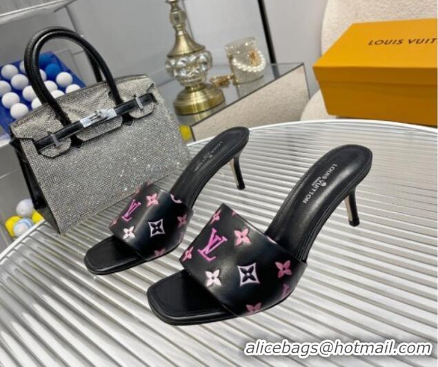 Good Looking Louis Vuitton Revival Heel Slide Sandals 6.5cm in Monogram Leather Black 012153