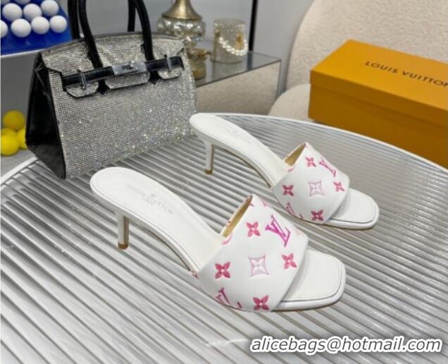 Unique Style Louis Vuitton Revival Heel Slide Sandals 6.5cm in Monogram Leather White 012154