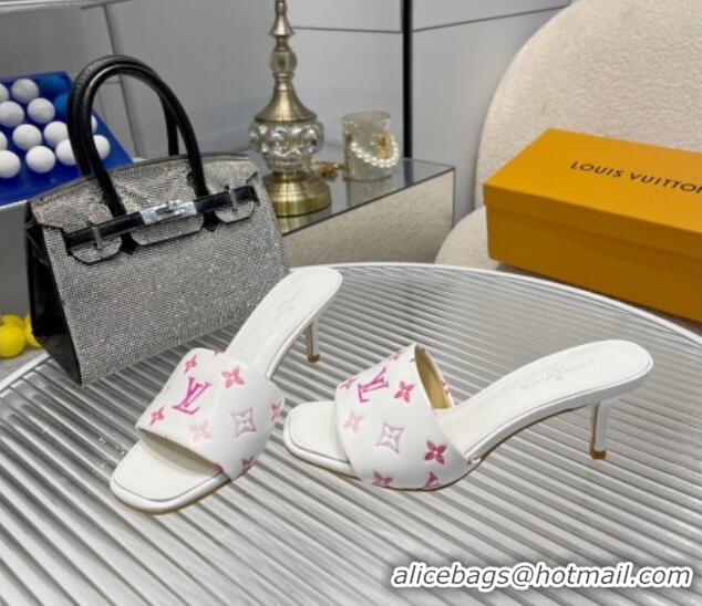 Unique Style Louis Vuitton Revival Heel Slide Sandals 6.5cm in Monogram Leather White 012154