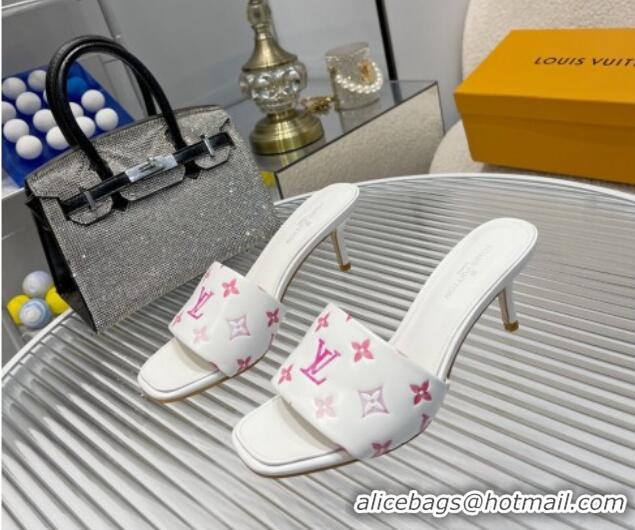 Unique Style Louis Vuitton Revival Heel Slide Sandals 6.5cm in Monogram Leather White 012154