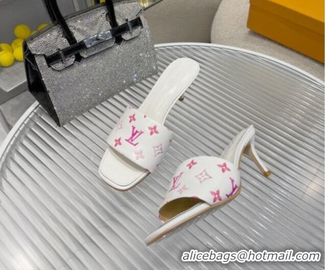 Unique Style Louis Vuitton Revival Heel Slide Sandals 6.5cm in Monogram Leather White 012154