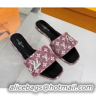 Best Product Louis Vuitton Shake Flat Slide Sandals in Monogram Textile and Crystals Purple 012156