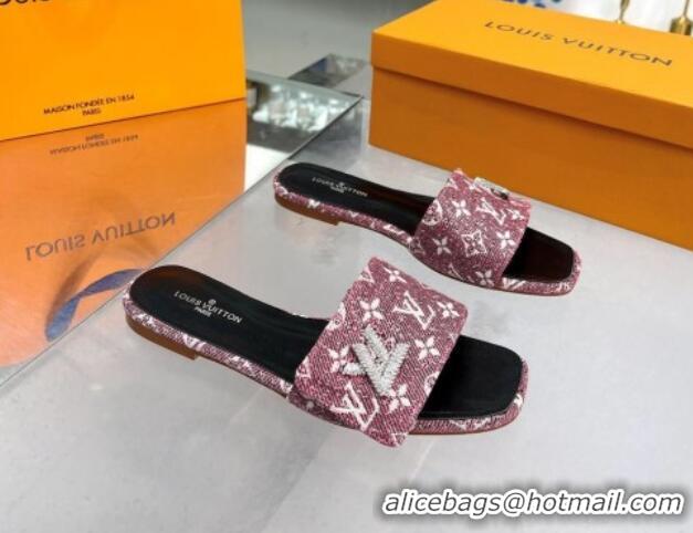 Best Product Louis Vuitton Shake Flat Slide Sandals in Monogram Textile and Crystals Purple 012156