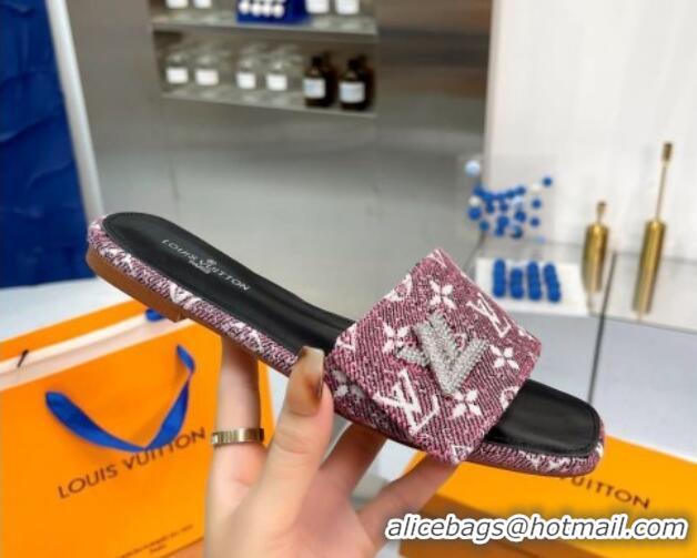 Best Product Louis Vuitton Shake Flat Slide Sandals in Monogram Textile and Crystals Purple 012156