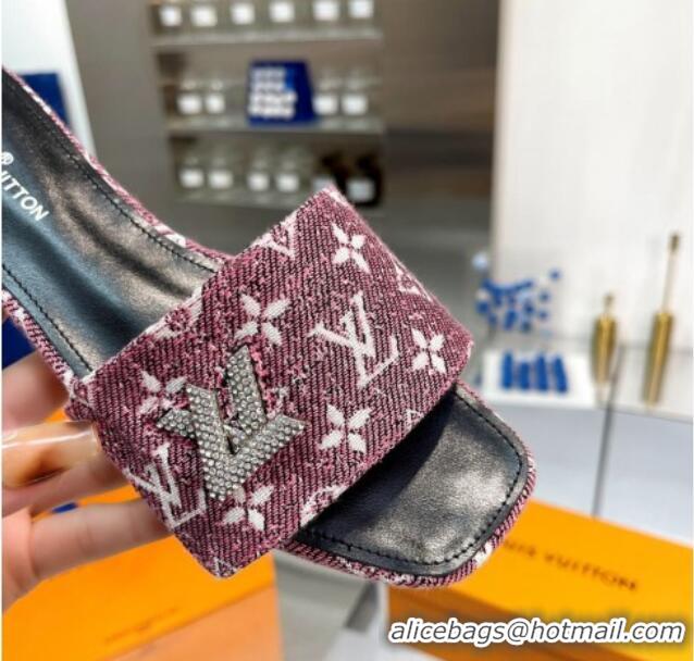 Best Product Louis Vuitton Shake Flat Slide Sandals in Monogram Textile and Crystals Purple 012156