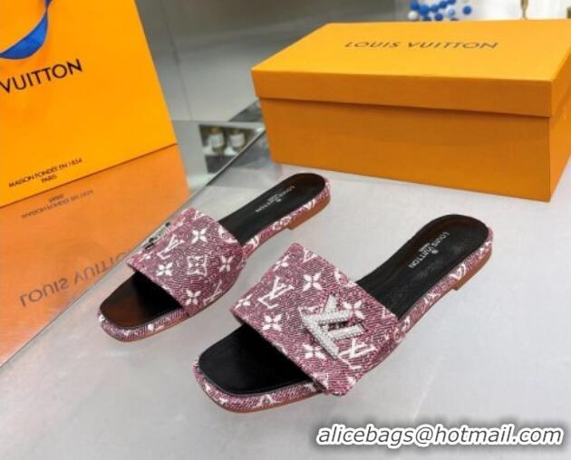 Best Product Louis Vuitton Shake Flat Slide Sandals in Monogram Textile and Crystals Purple 012156