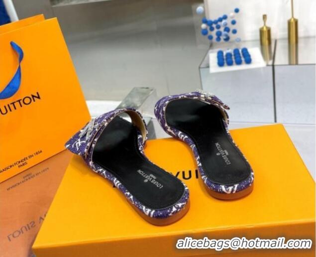 Good Quality Louis Vuitton Shake Flat Slide Sandals in Monogram Textile and Crystals Purple 012157