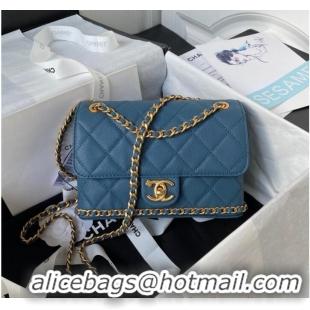 Pretty Style Chanel SMALL FLAP BAG AS4489 Blue